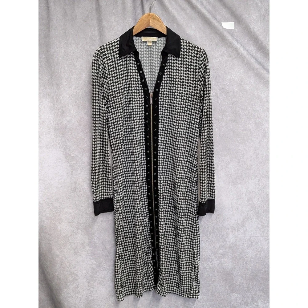 Michael Kors Printed Long Sleeve Dress Full Zip Medium C415